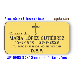 Placa para URNA cenizas