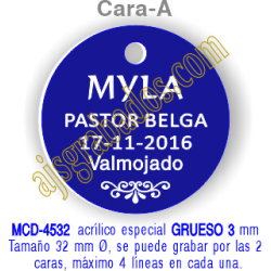 Placa mascotas DOBLE cara GRUESO 3 mm