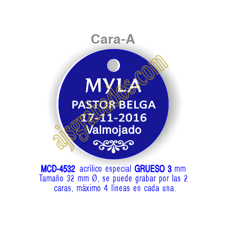 Placa mascotas DOBLE cara GRUESO 3 mm
