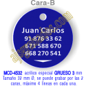 Placa mascotas DOBLE cara GRUESO 3 mm