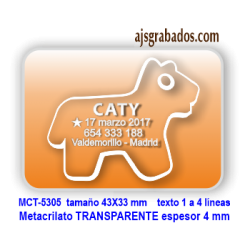 Placa para perros Metacrilato GRUESO 4 mm para personalizar con 4 líneas