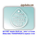 Placa para perros Metacrilato GRUESO 4 mm para personalizar con 5 líneas