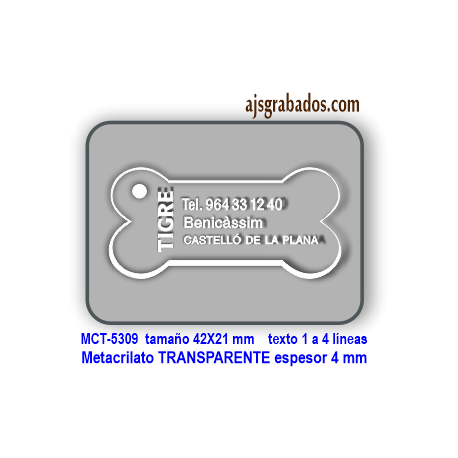 Placa hueso para perros Metacrilato de 4 mm