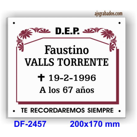 Placa para difuntos