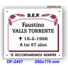 Placa para difuntos