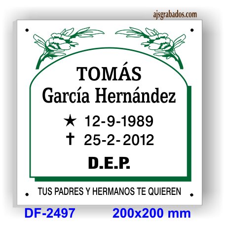 Placa para difuntos