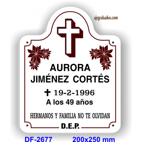 Placa para difuntos