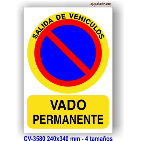 Placa vado permanente salida de vehículos